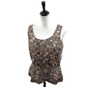 Sonoma Brown/Pink Floral Sleeveless Blouse Size Medium